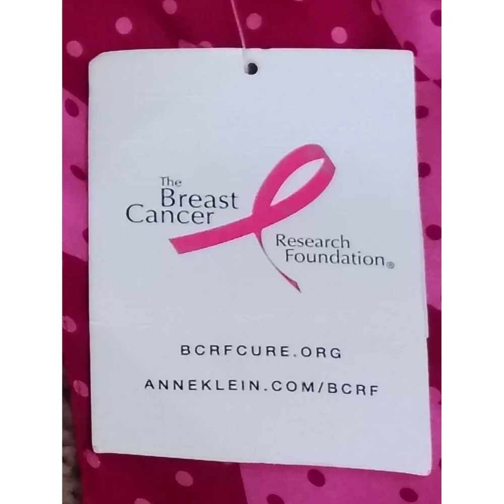 NWT Anne Klein 100% Silk Polka Dot Lion Scarf Breast Cancer Awareness